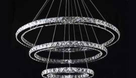 3 Ring Crystal Chandelier - NEW
